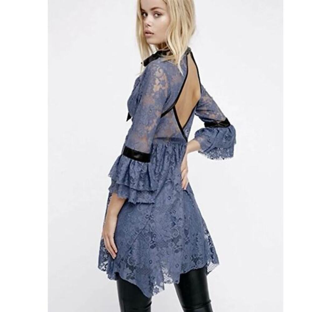 Free People dress M NEW lace whimsigoth goth low back fairy dark‎ romantic